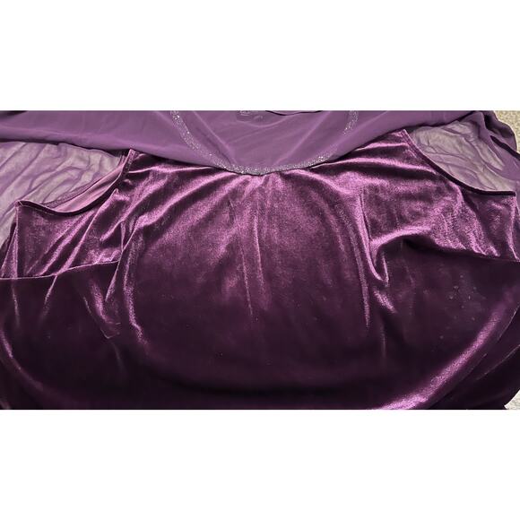GLAMOUR NIGHTS CAPE MIDI DRESS, WOMENS, 20, WINE, SLEEVELESS, CHIFFON & VELOUR - Picture 6 of 10
